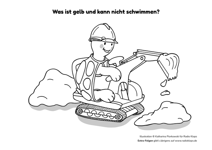 Ausmalbild: Klops im Bagger
