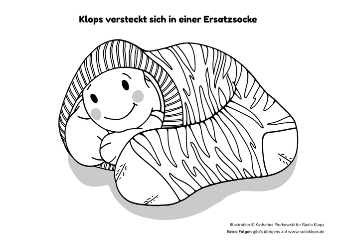 Ausmalbild: Klops in der Ersatzsocke